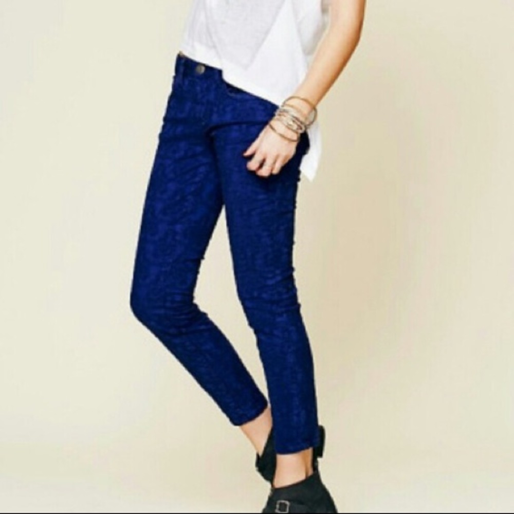 NWT Free People Indigo Jacquard Ankle Jean